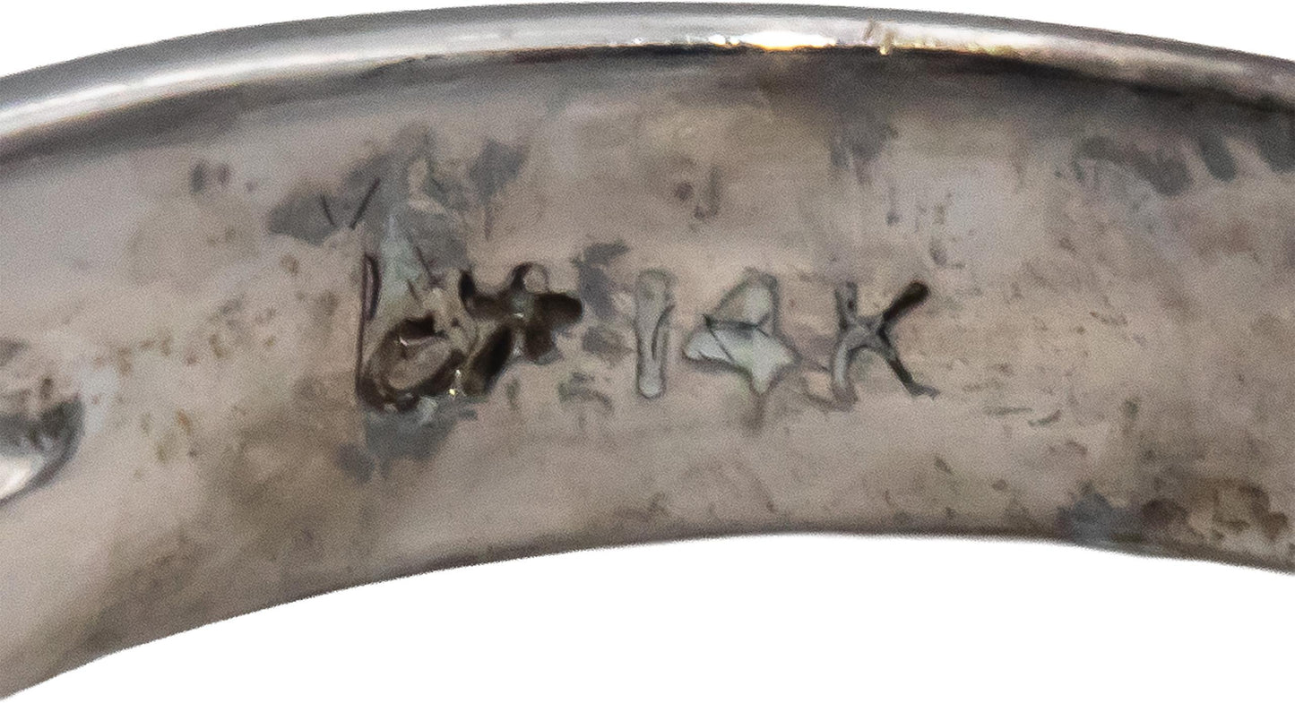 14k White Gold Round Half Bezel Set Band Ring 0.50CT Size 7