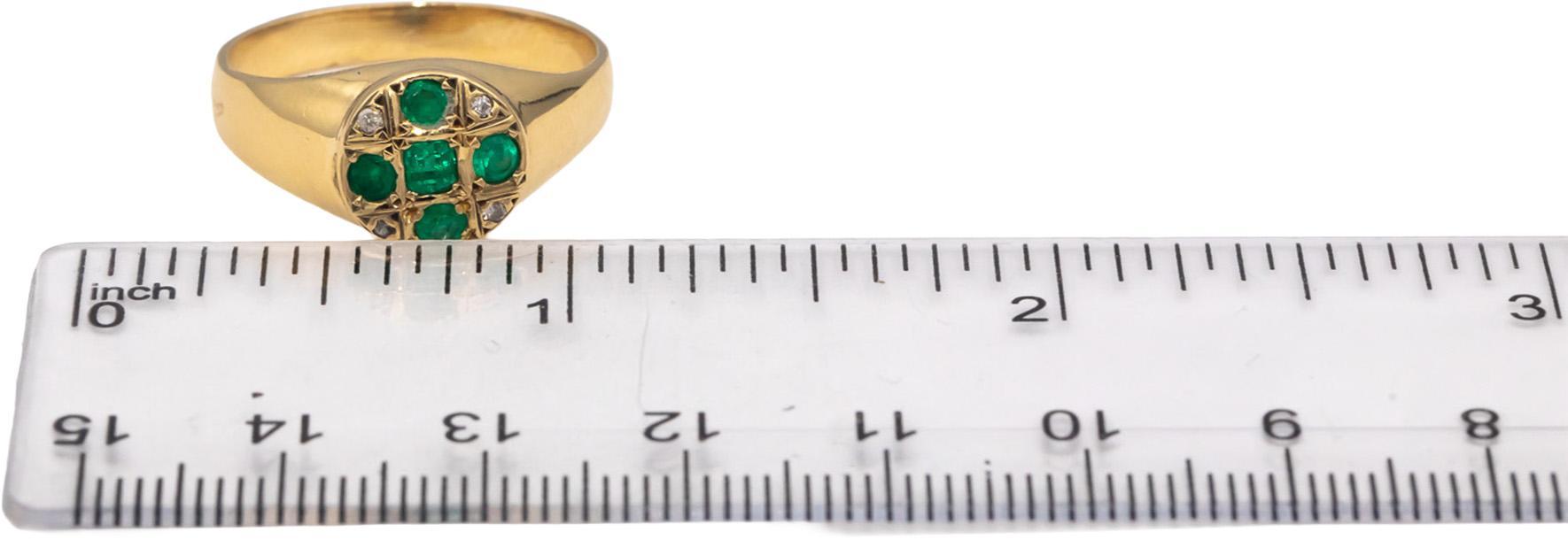 18k Yellow Gold Round Diamond and Emerald Cocktail Ring 0.45CT Size 9.75