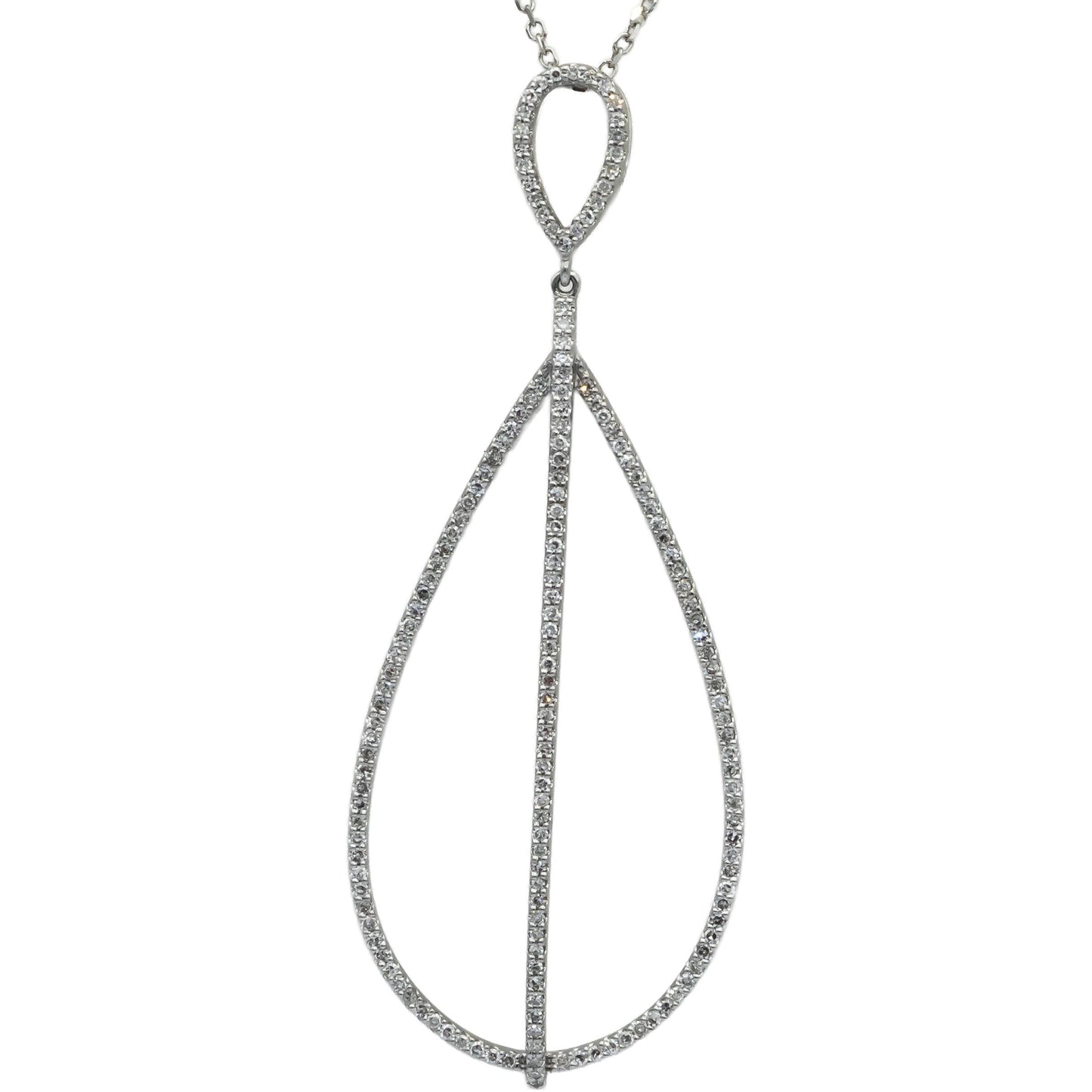 VERA WANG LOVE 10k White Gold Round Diamond Pear Shaped Pendant Necklace 0.50CT