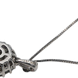 10k White Gold Round & Baguette Cut Diamond Cluster Pendant Necklace 0.75CT