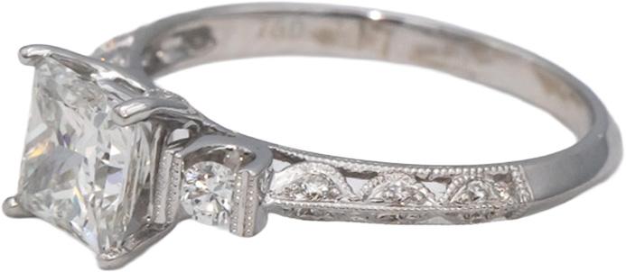 18k White Gold Lab-Grown & Natural Diamond Engagement Ring 1.42CTW Size 6.5