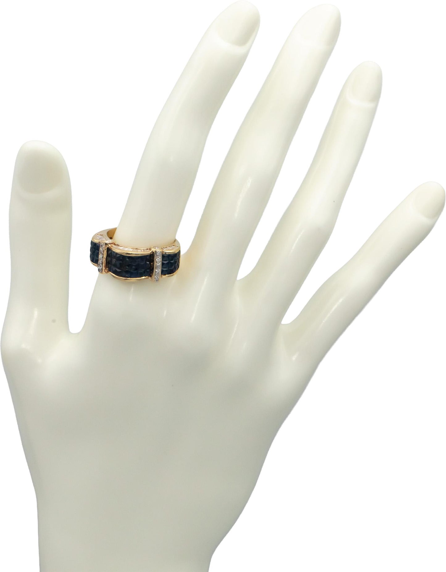 14k Yellow Gold VS Diamond and Blue Sapphire Cluster Ring 2.0CTW Size 7