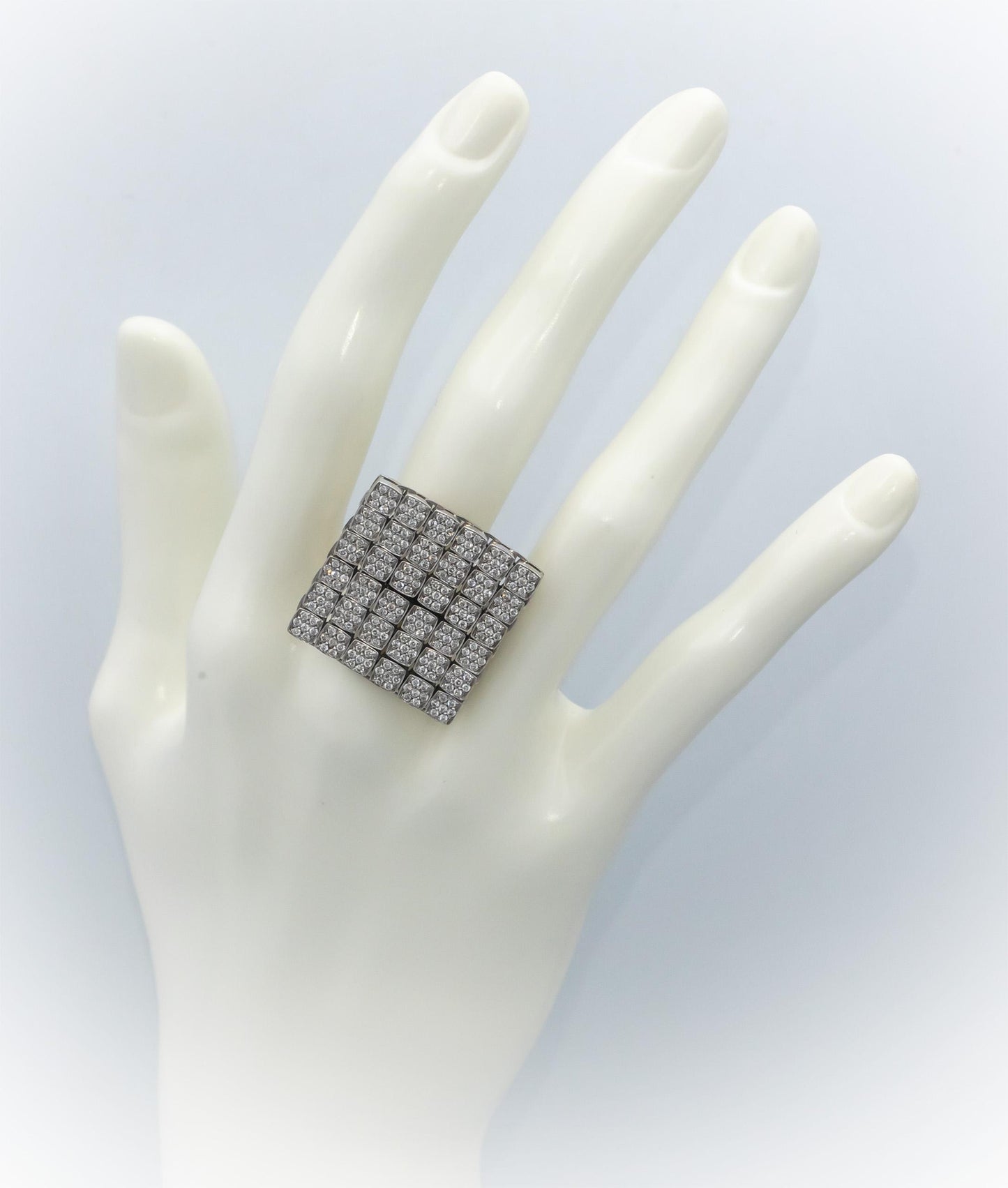 PIERO MILANO 18k White Gold Round Diamond Articulated Ring 1.65CT Size 7
