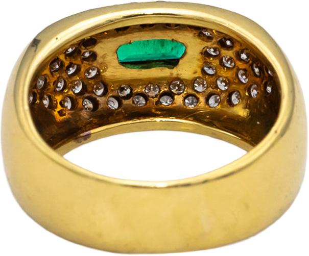 18k Yellow Gold VS Diamond and Emerald Cluster Cocktail Ring 1.25CTW Size 7