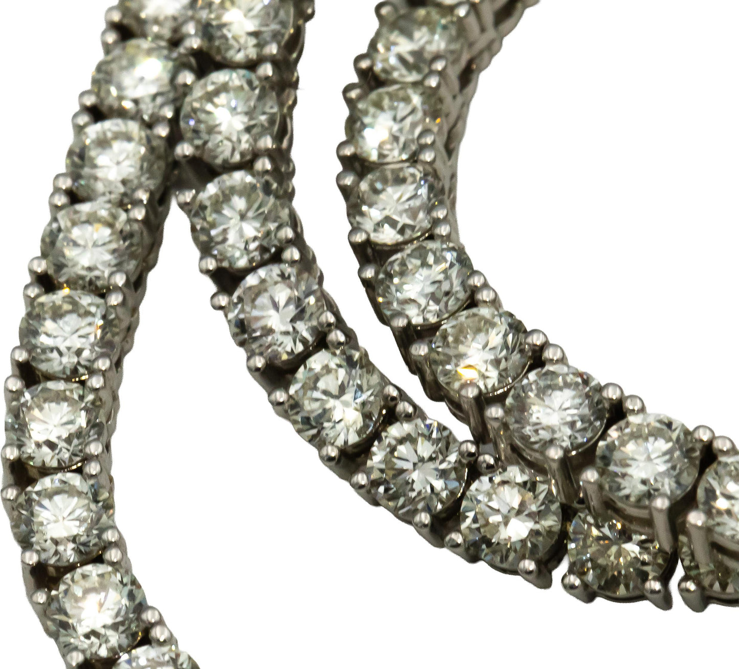14k White Gold VS Round Diamond Tennis Necklace 22.85CT