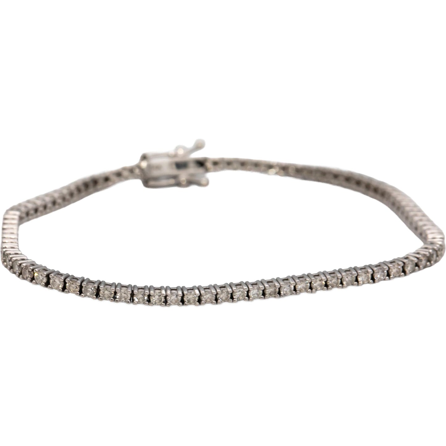 14k White Gold Round Diamond Tennis Bracelet 2.25CT