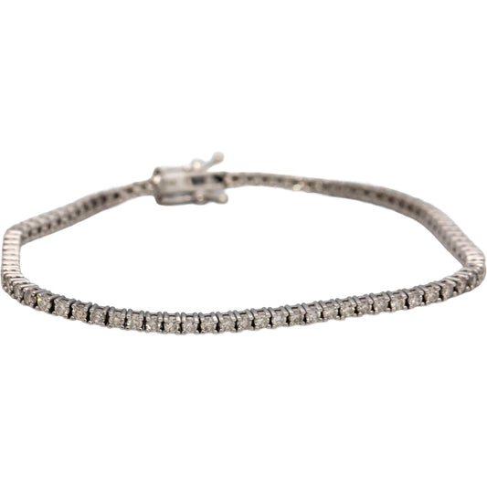 14k White Gold Round Diamond Tennis Bracelet 2.25CT