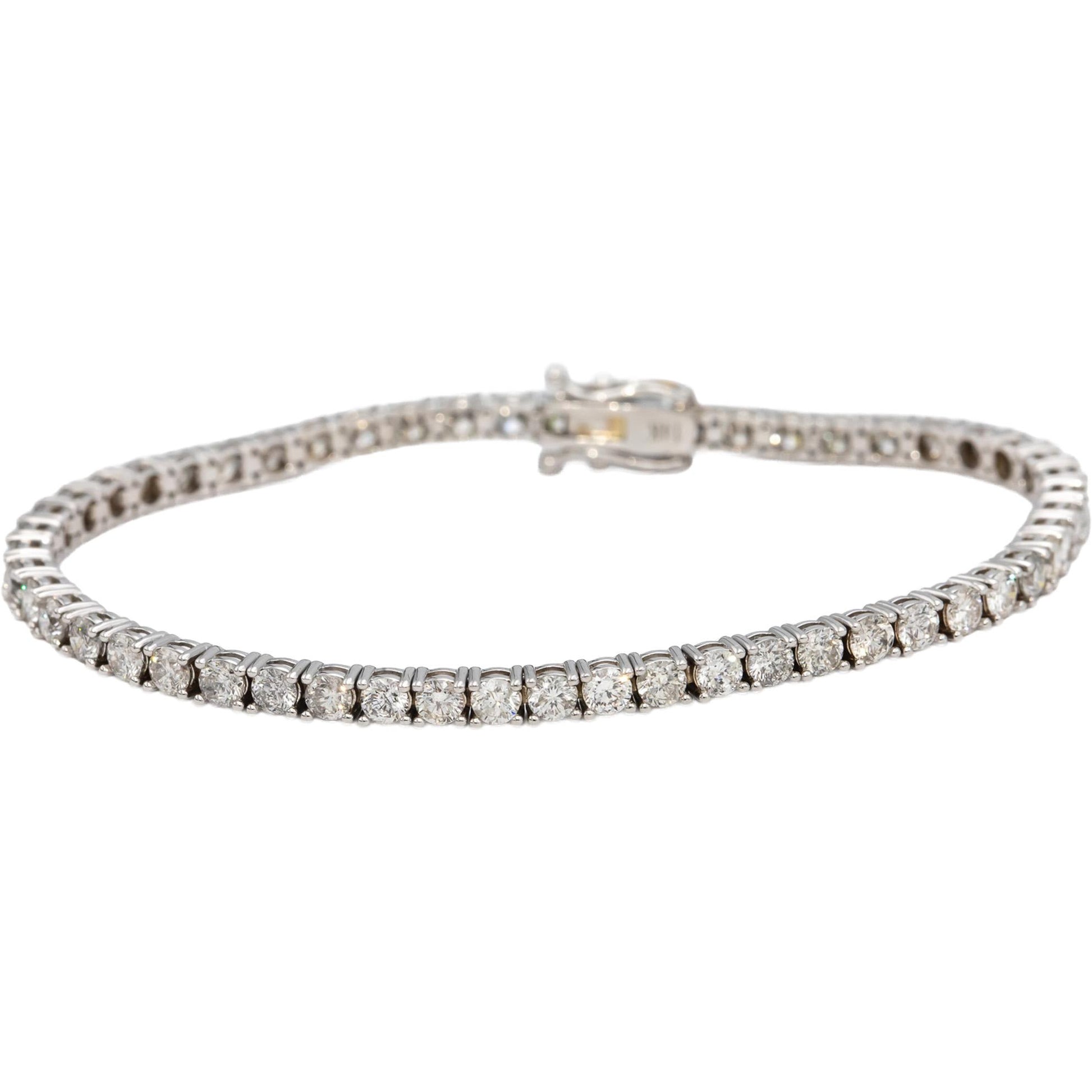 14k White Gold Round Diamond Tennis Bracelet 5.55CT