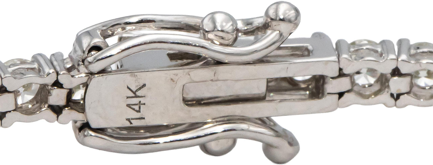 14k White Gold Round Diamond Tennis Bracelet 3.91CT