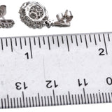 10k White Gold Princess & Round Diamond Cluster Drop Dangle Stud Earrings 1.0CT