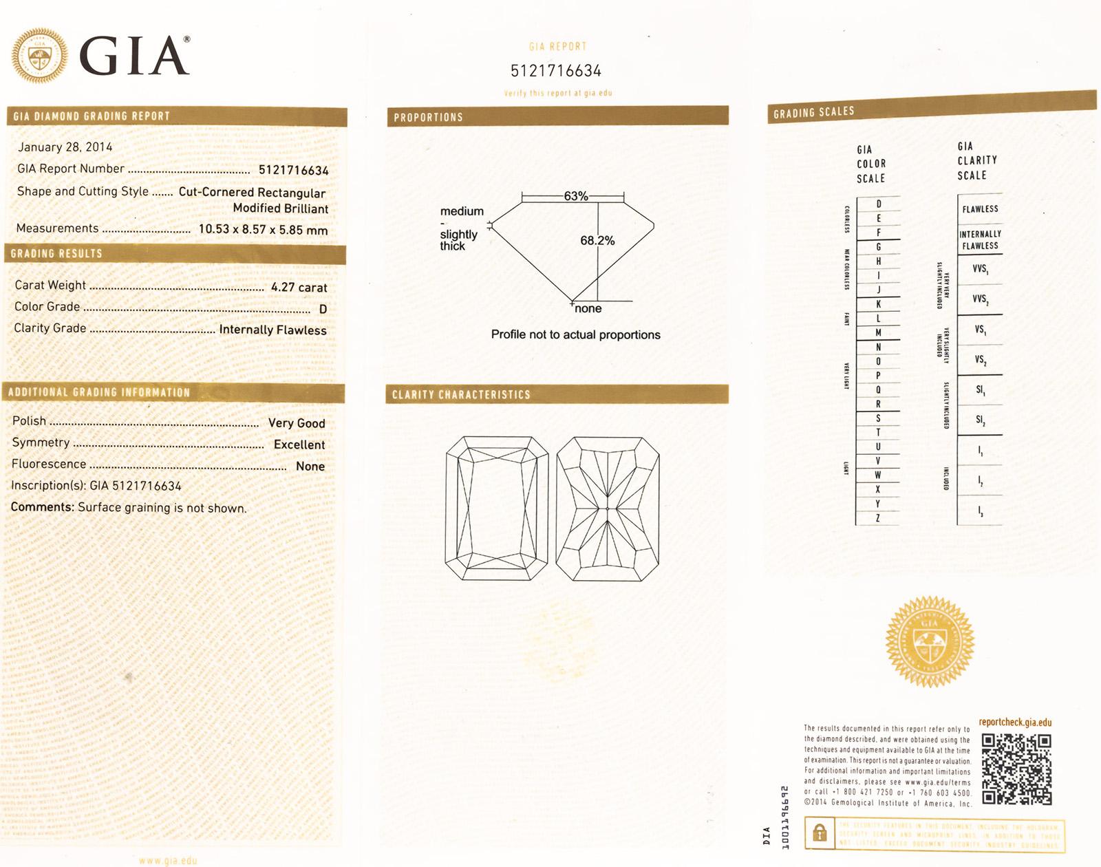 GIA Certified D/Internally Flawless Radiant Cut Diamond Loose Stone 4.27CT