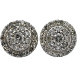 10k White Gold Round Diamond Cluster Stud Earrings 1.0CT