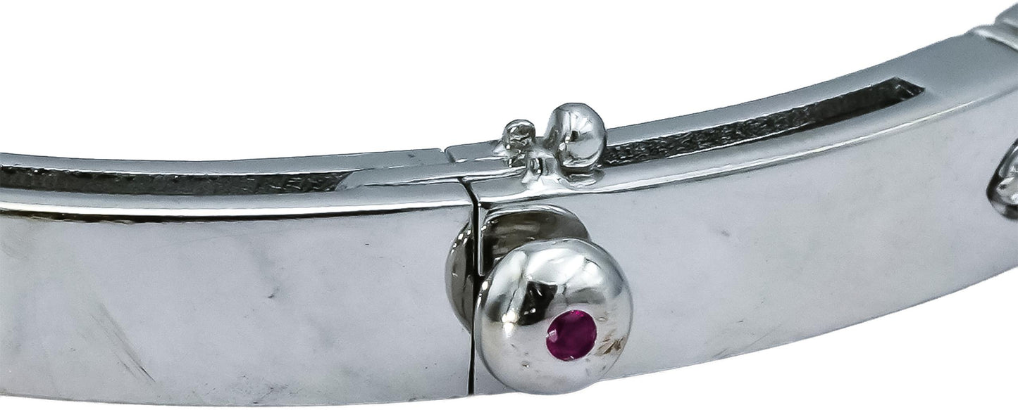 ROBERTO COIN 18k White Gold Diamond Love in Verona Bangle Bracelet 0.15CT