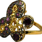 18k Yellow Gold & Rhodium Pink Tourmaline Butterfly Ring 1.25CT Size 7.5