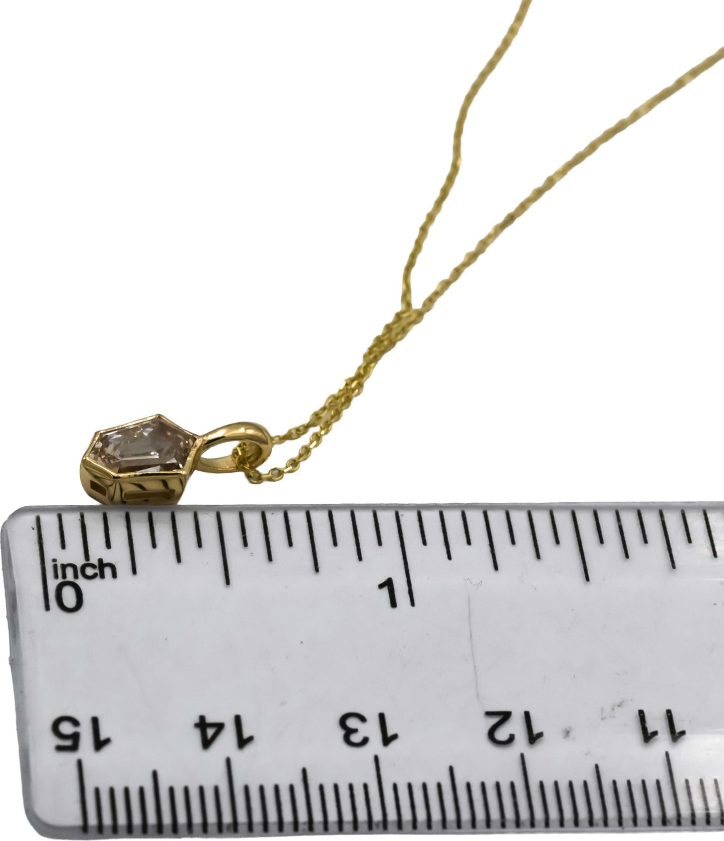 14k Yellow Gold Shield Cut Bezel Set Diamond Solitaire Pendant Necklace 1.03CT