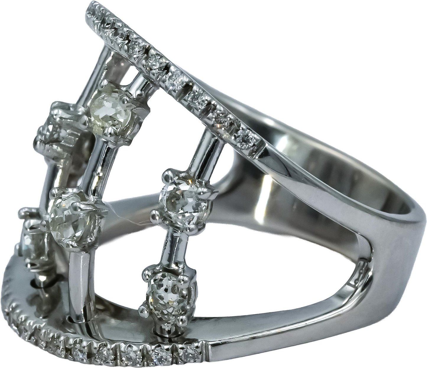 18k White Gold VS Old Mine and Modern Cut Diamond Ring 1.0CT Size 6.5