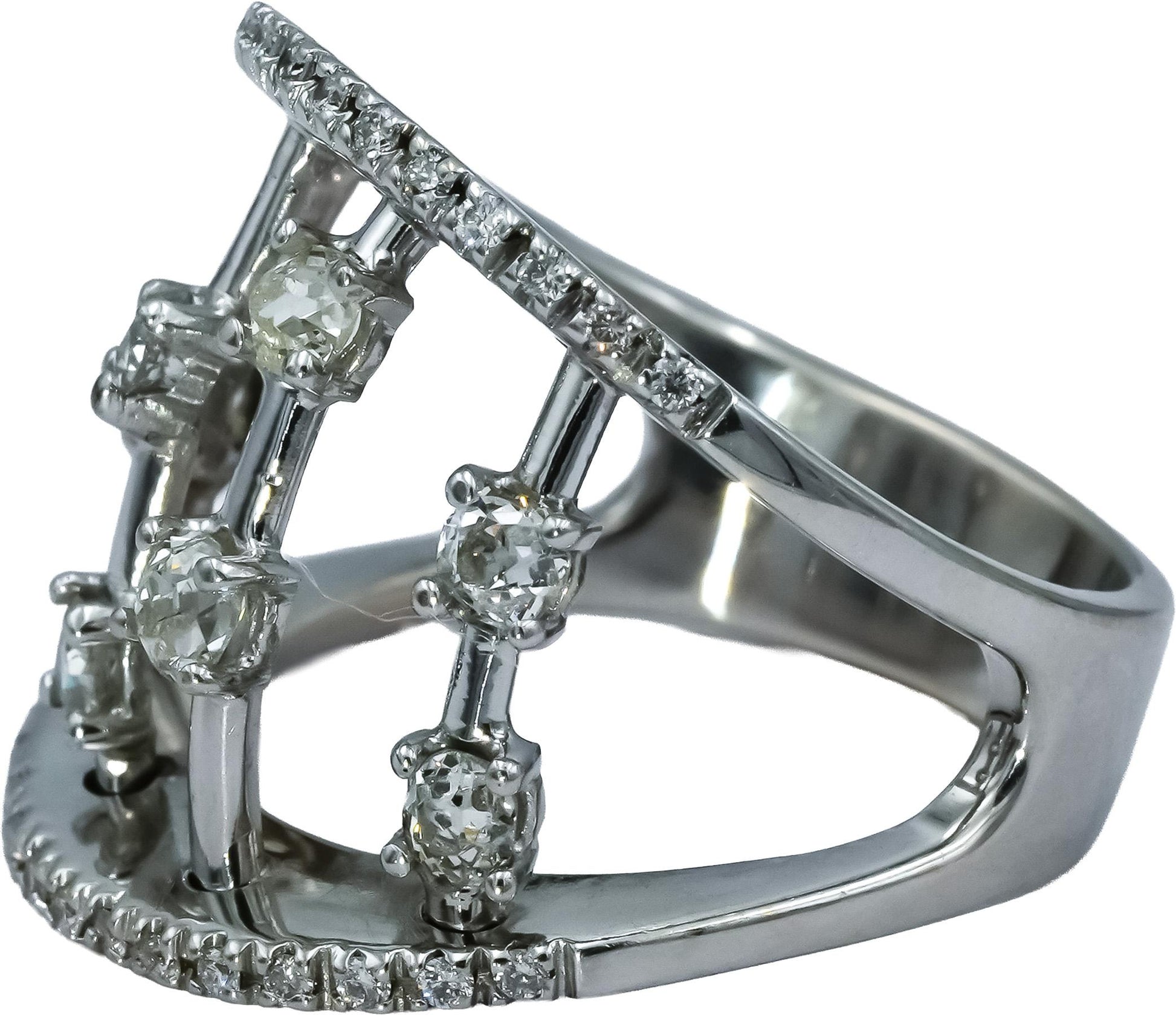 18k White Gold VS Old Mine and Modern Cut Diamond Ring 1.0CT Size 6.5