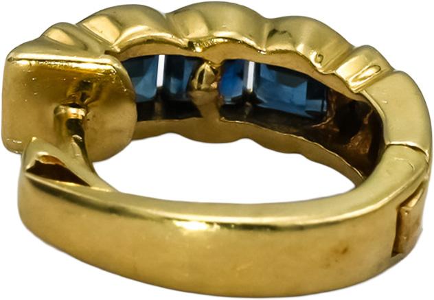 14k Yellow Gold Diamond and Sapphire Hoop Huggie Earrings 0.83CT