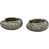 14k White Gold Round Diamond Hoop Huggie Earrings 0.45CT