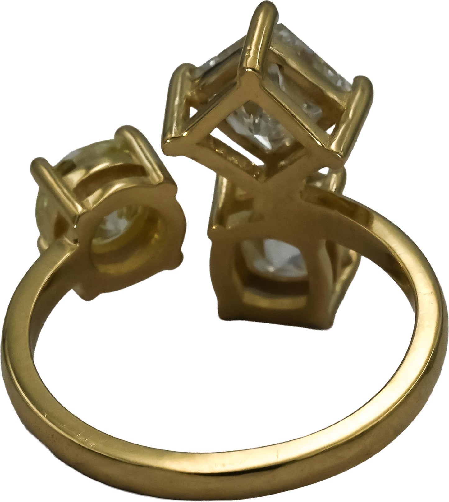 14k Yellow Gold Round Oval Cushion Cut Diamond Three Stone Ring 2.78CT Size 5.75