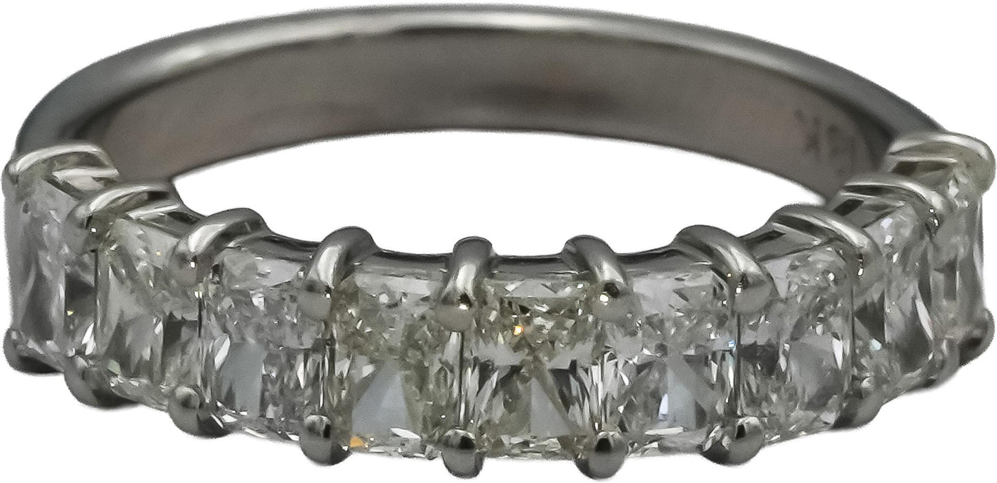 18k White Gold VS Radiant Cut Diamond Band Ring 1.50CT Size 4.75