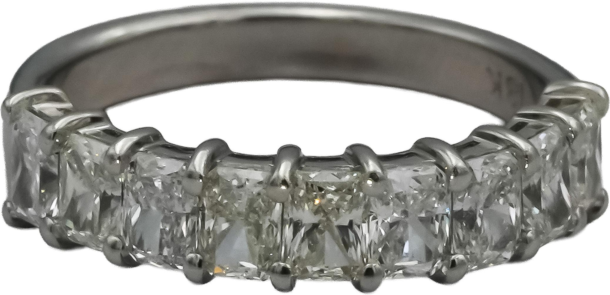 18k White Gold VS Radiant Cut Diamond Band Ring 1.50CT Size 4.75