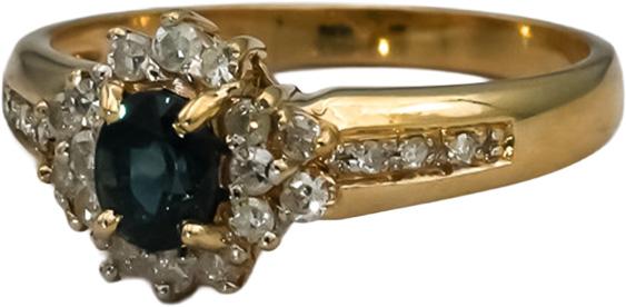 14k Yellow Gold Diamond and Sapphire Cocktail Ring 0.50CT Size 6.25