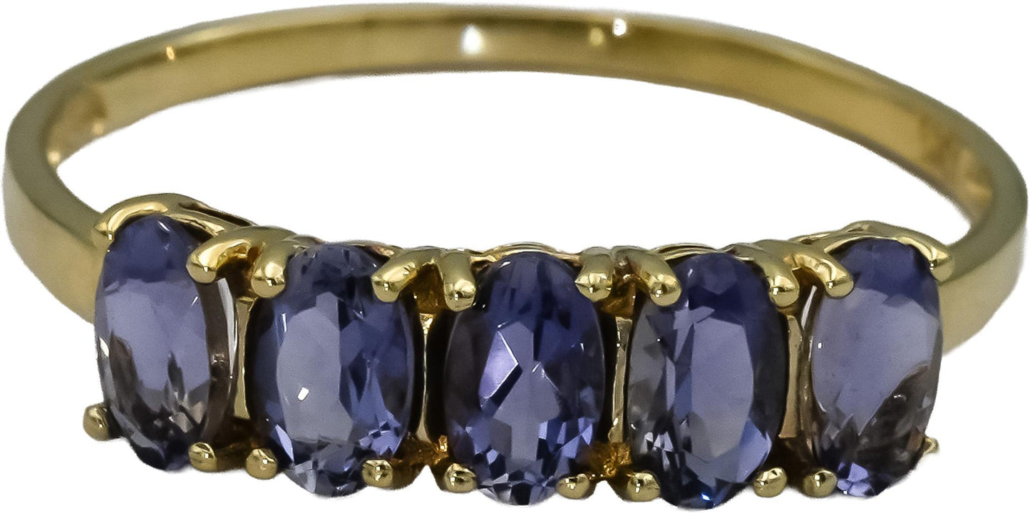 10k Yellow Gold Oval Cut Tanzanite Band Ring 1.0CT Size 8.25