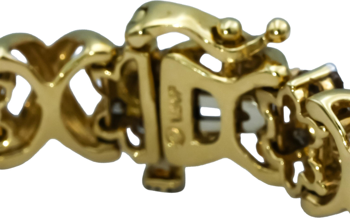 14k Yellow Gold Round Diamond Fancy Link Bracelet 4.0CT
