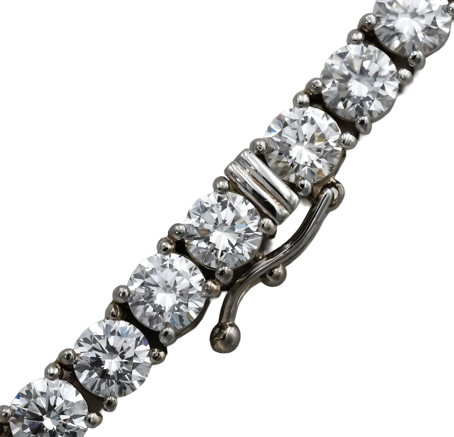 14k White Gold VS Round Lab-Grown Tennis Necklace 45.85CT