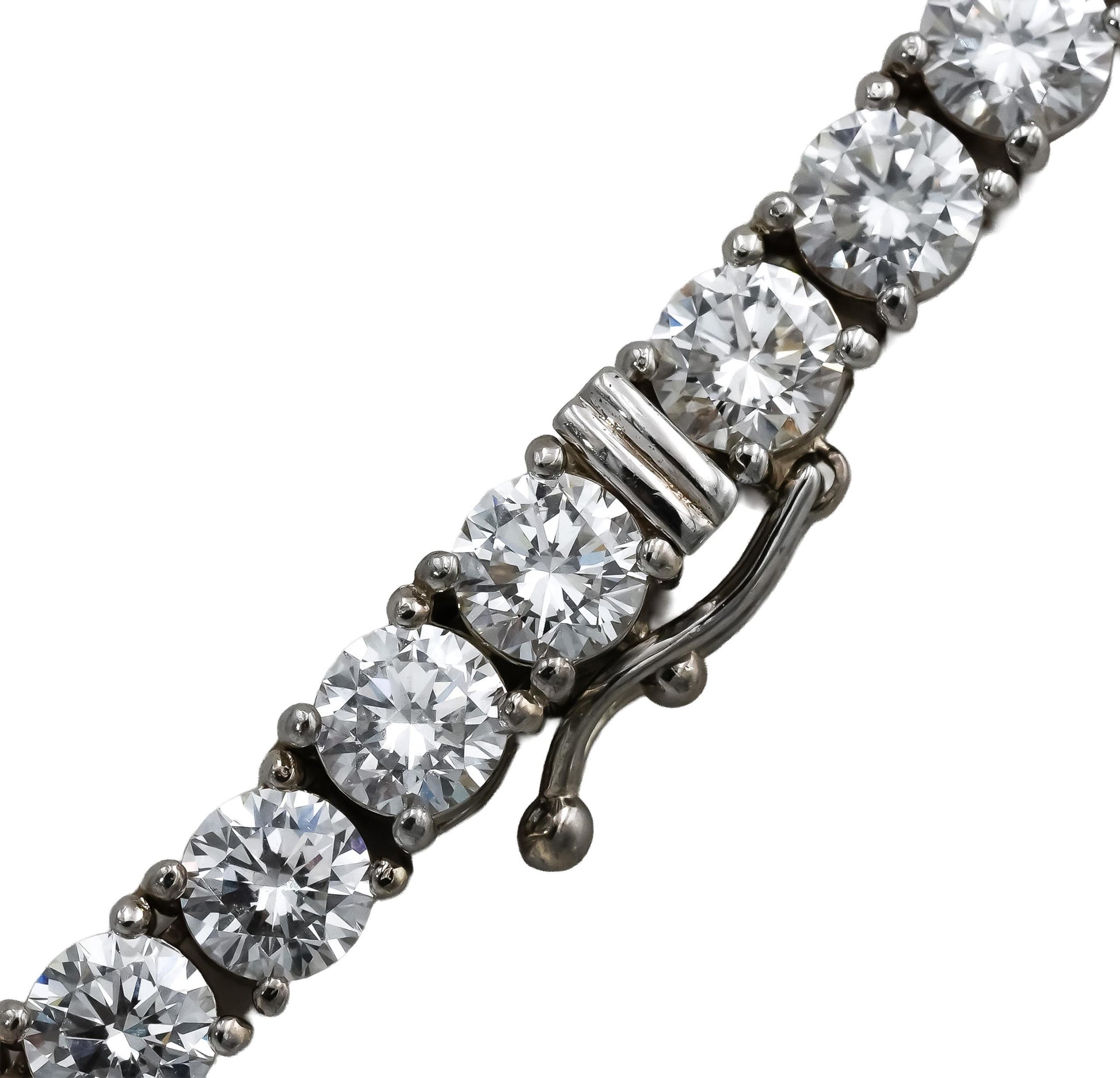 14k White Gold VS Round Lab-Grown Tennis Necklace 45.85CT