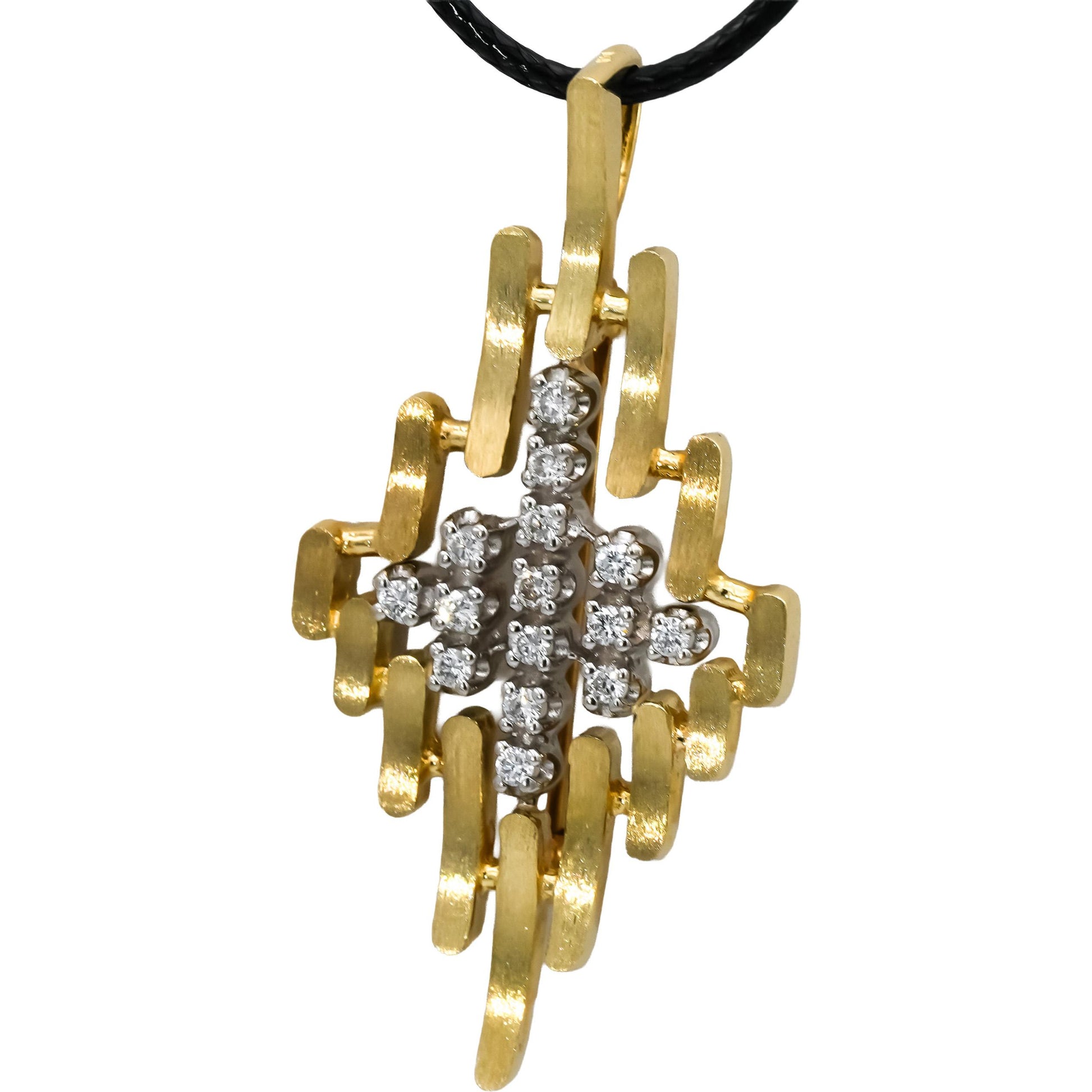 14k Yellow Gold VS Round Diamond Brooch Pendant Necklace 0.33CT