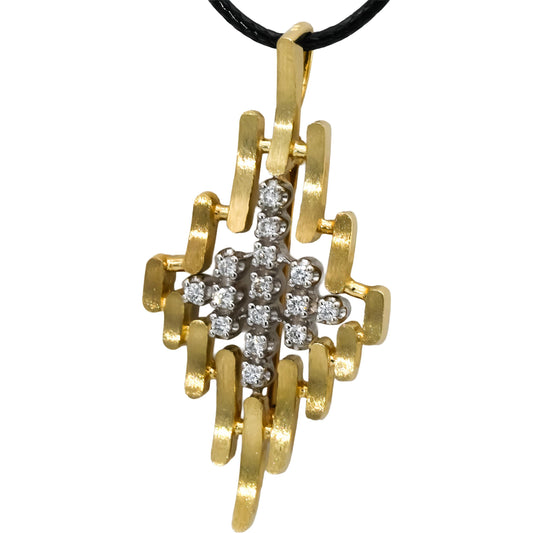 14k Yellow Gold VS Round Diamond Brooch Pendant Necklace 0.33CT