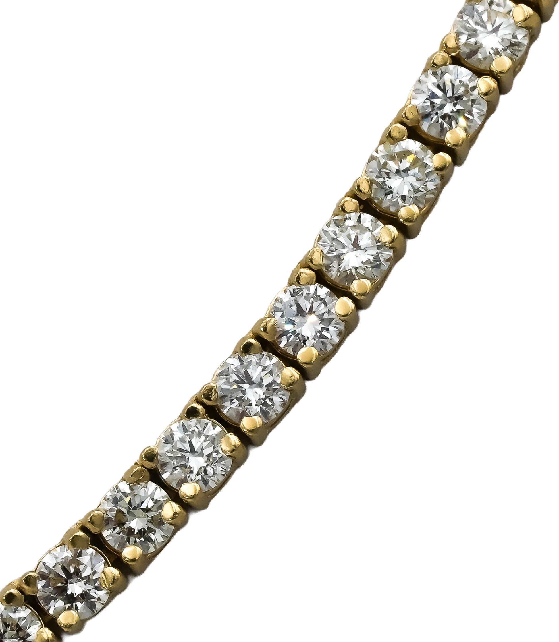 14k Yellow Gold Round Diamond Tennis Necklace 8.62CT