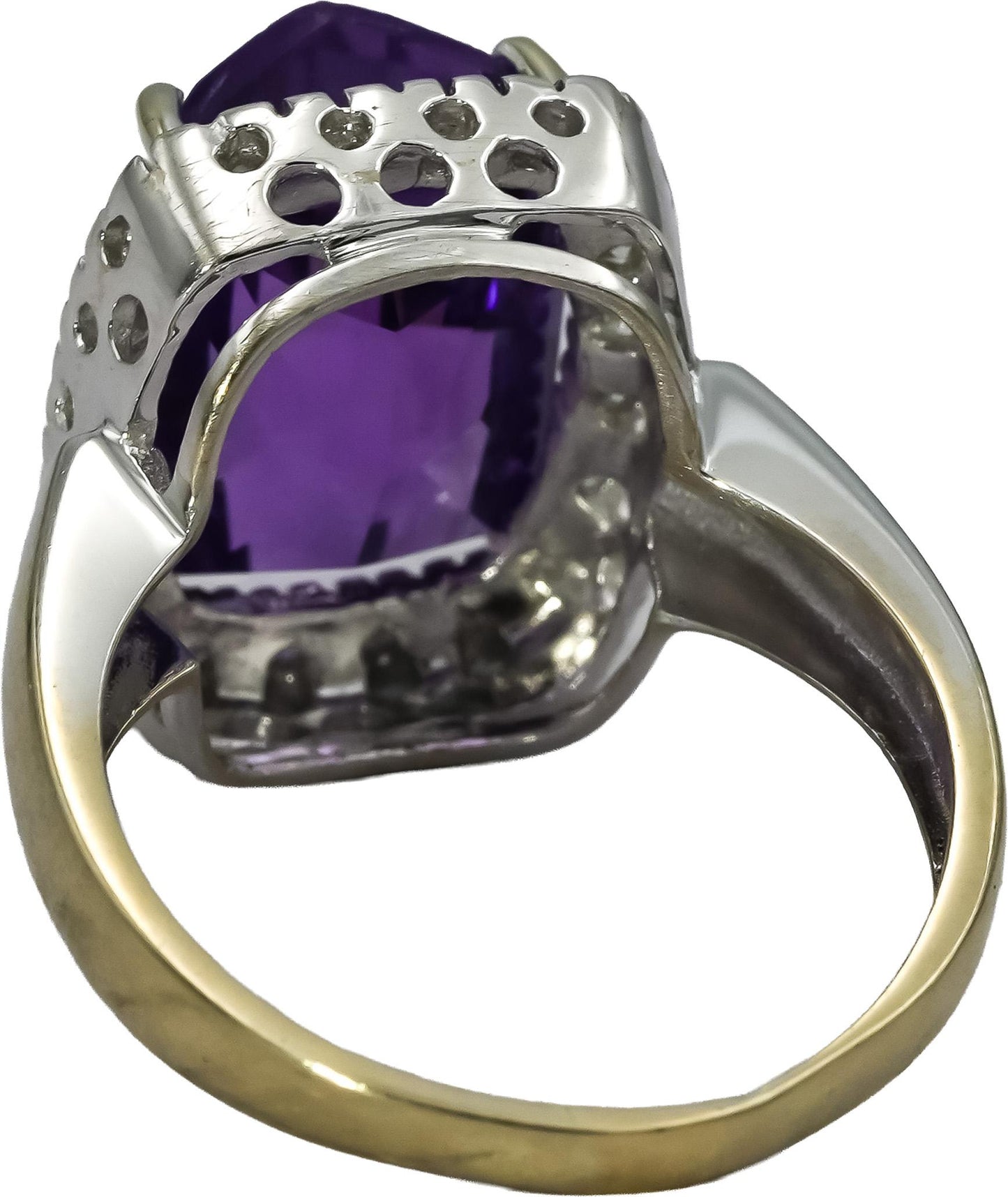 14k White Gold Diamond and Amethyst Cocktail Ring 8.17CT Size 7.75