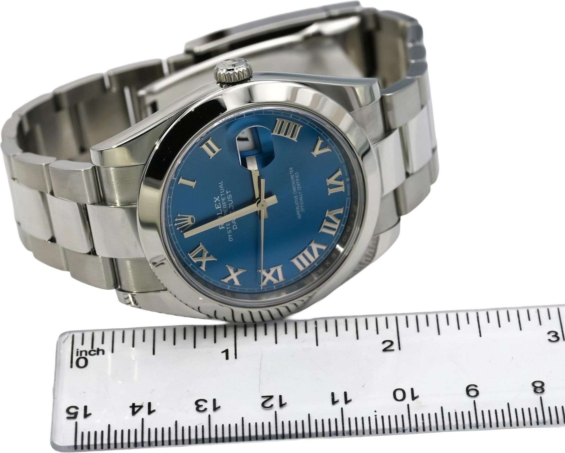 ROLEX Stainless Steel Datejust 41 Azzuro Blue Dial Automatic Watch Ref 126300