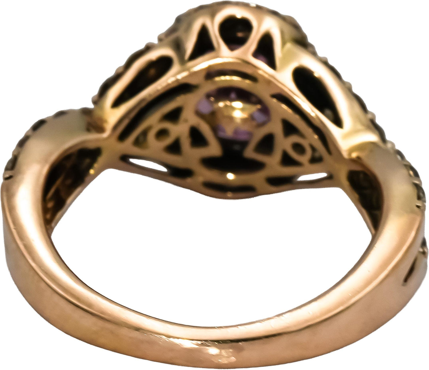 LE VIAN 18k Rose Gold Diamond and Pink Quartz Cocktail Ring 0.60CT Size 6.25