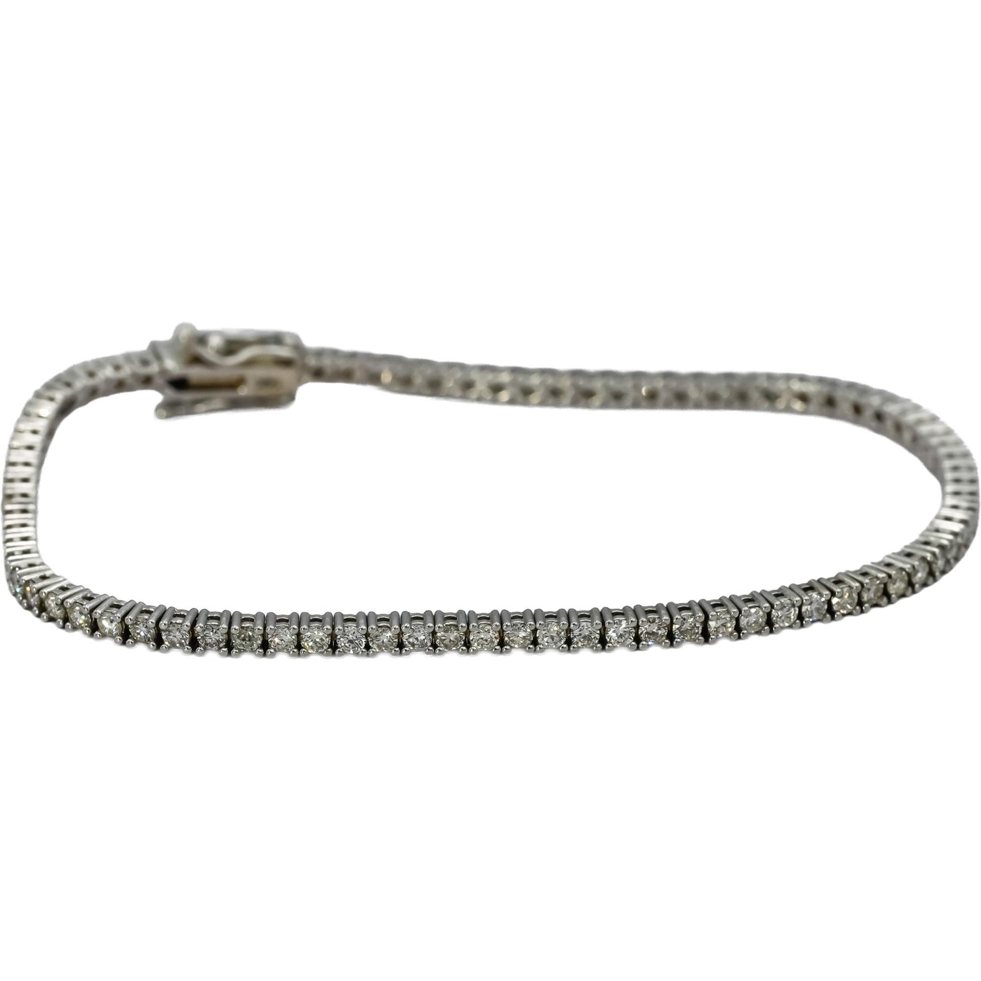 14k White Gold Round Diamond Tennis Bracelet 2.25CT