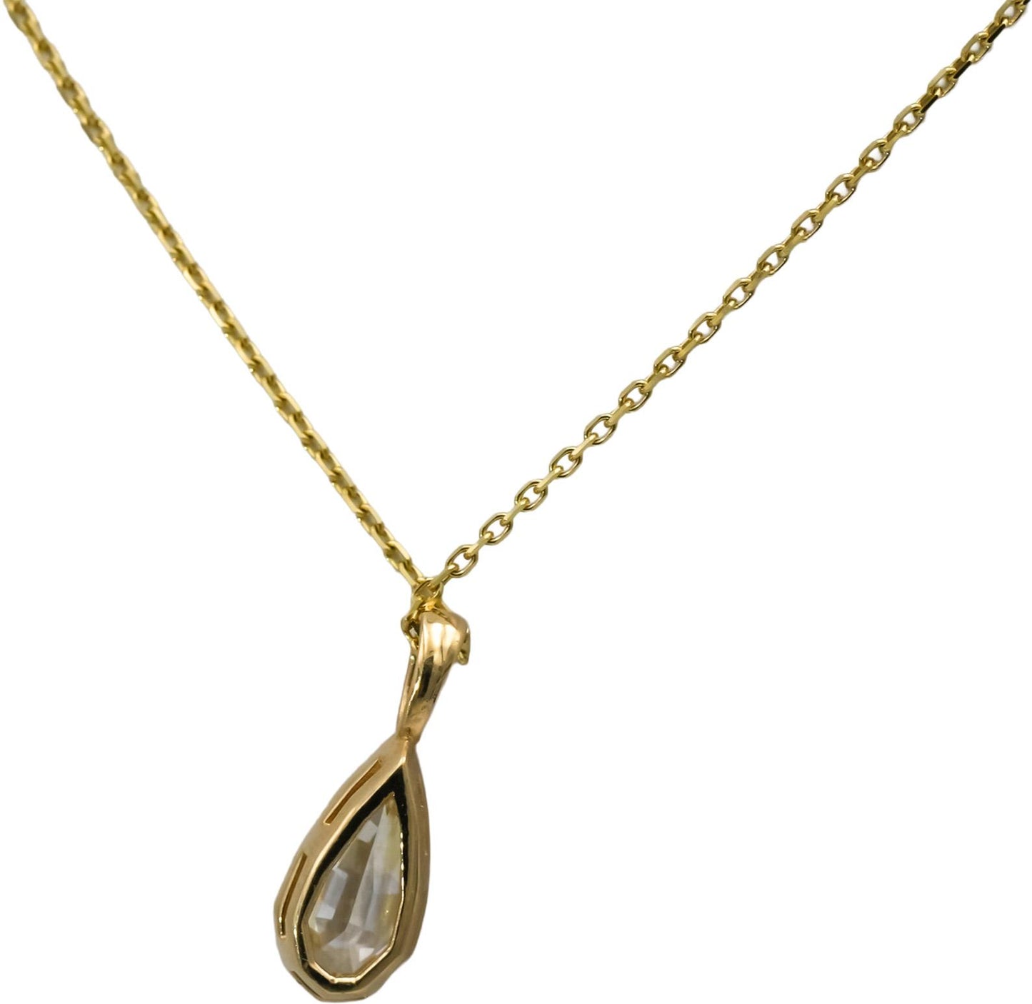 14k Gold VS Pear Step Cut Light Yellow Diamond Solitaire Pendant Necklace 0.99CT