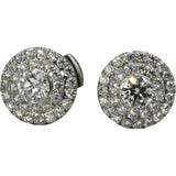 TIFFANY & CO. 18k White Gold Diamond Soleste Stud Earrings w/ Box 0.95CT