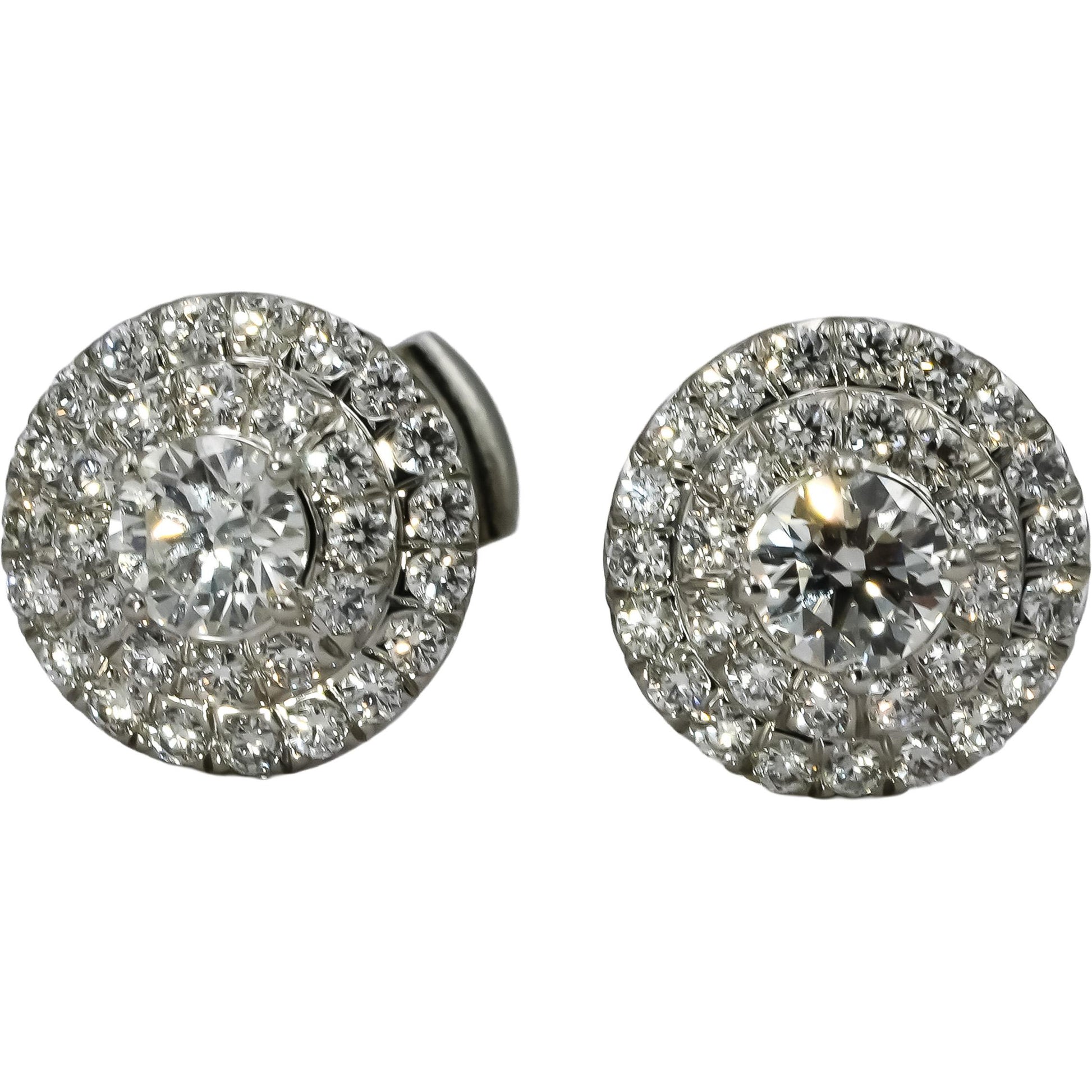 TIFFANY & CO. 18k White Gold Diamond Soleste Stud Earrings w/ Box 0.95CT