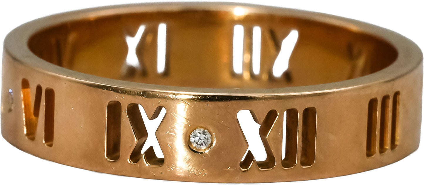 TIFFANY & CO. 18k Rose Gold VS Diamond Atlas Band Ring .02CT Size 10.25