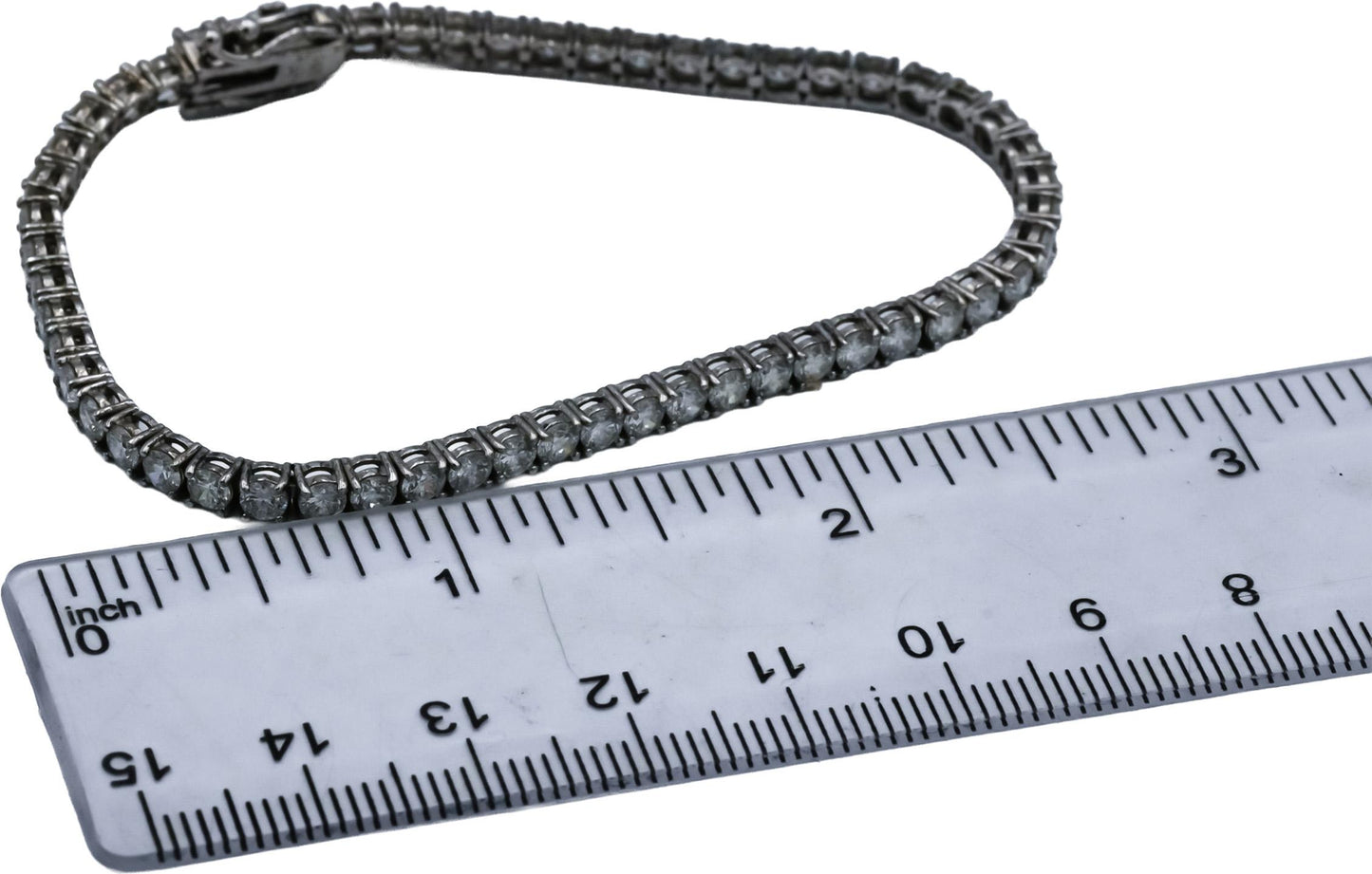 14k White Gold VS Round Lab-Grown Diamond Tennis Bracelet 5.72CT 55 Pieces