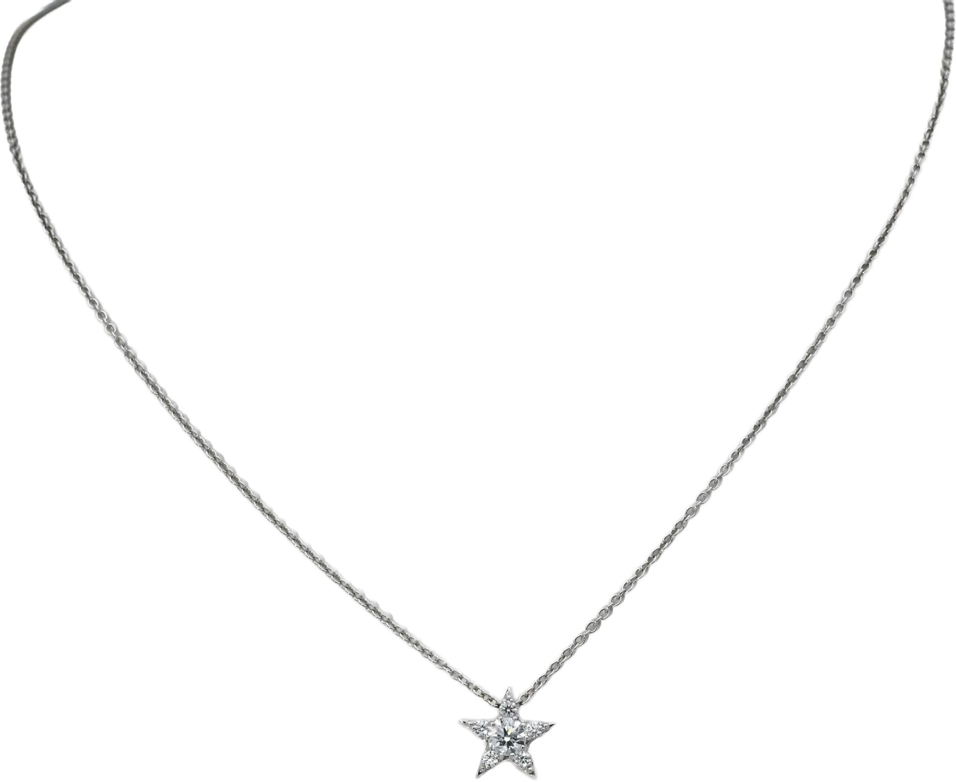 HEARTS ON FIRE 18k White Gold VS Diamond Star Pendant Necklace 0.42CT