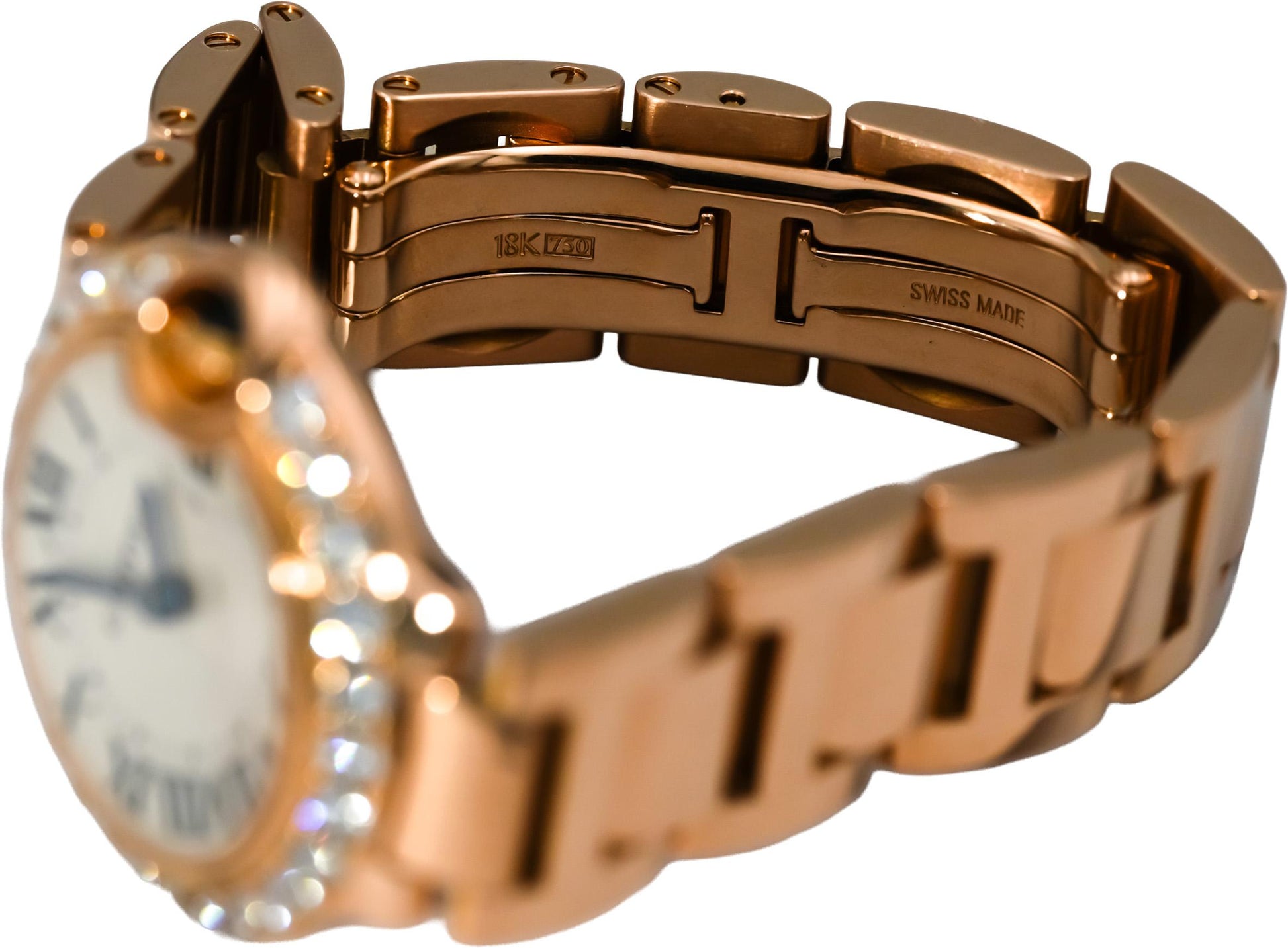 CARTIER 18k Rose Gold Ballon Bleu Diamond Bezel 28mm Ladies Watch Ref 80482NX