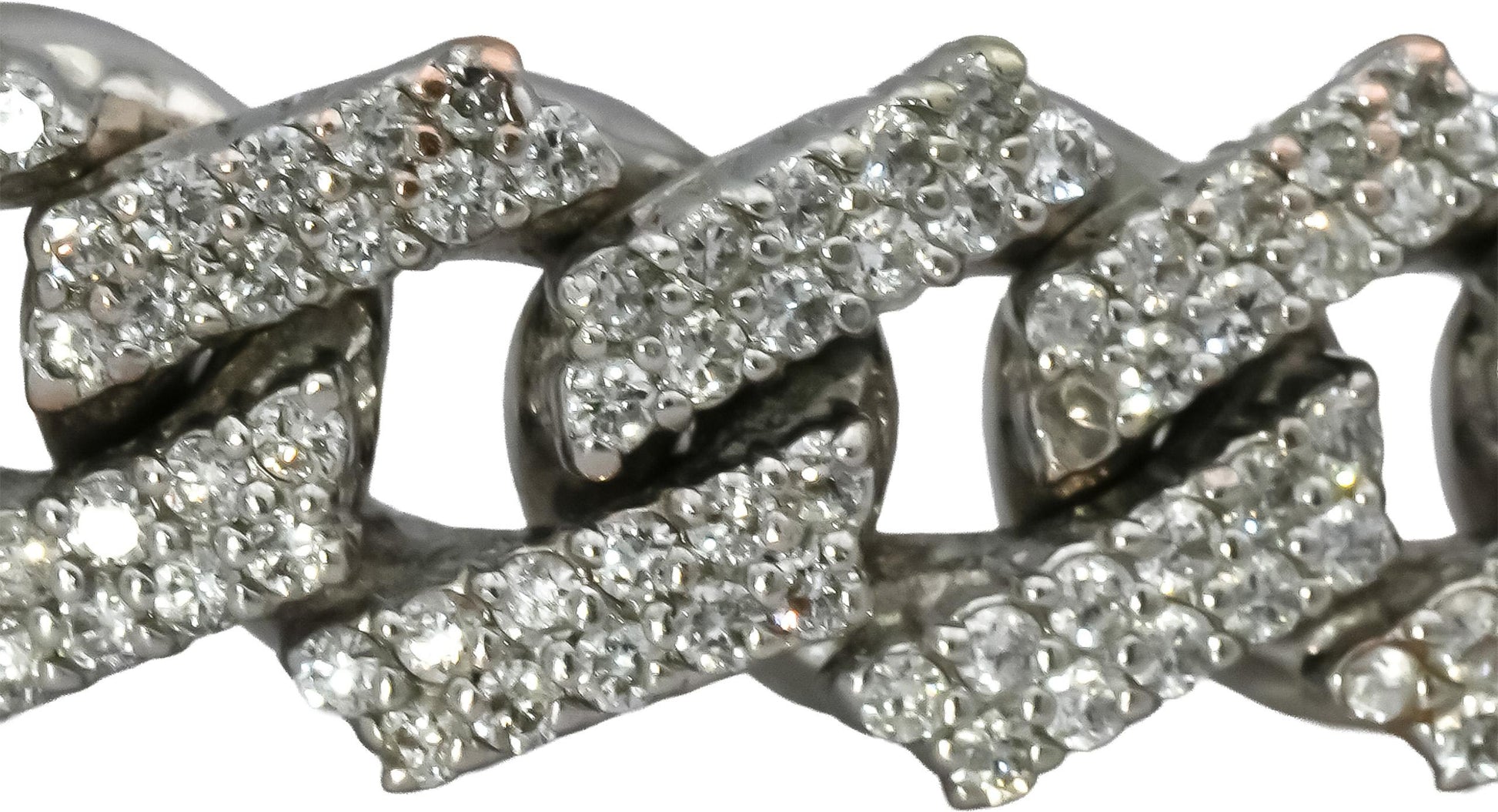 14k White Gold Round Diamond Iced Out Cuban Link Bracelet 10.0CT