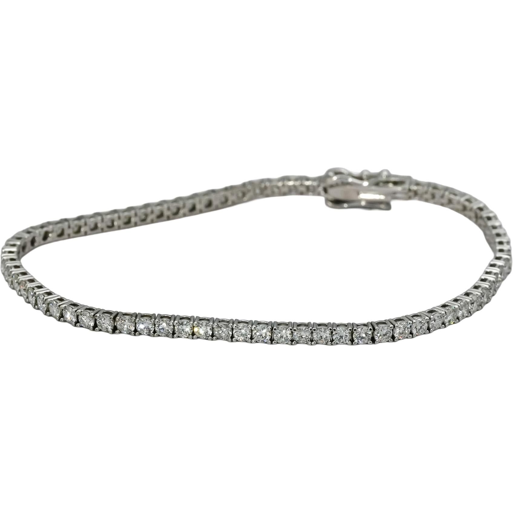 14k White Gold VS Round Diamond Tennis Bracelet 3.65CT