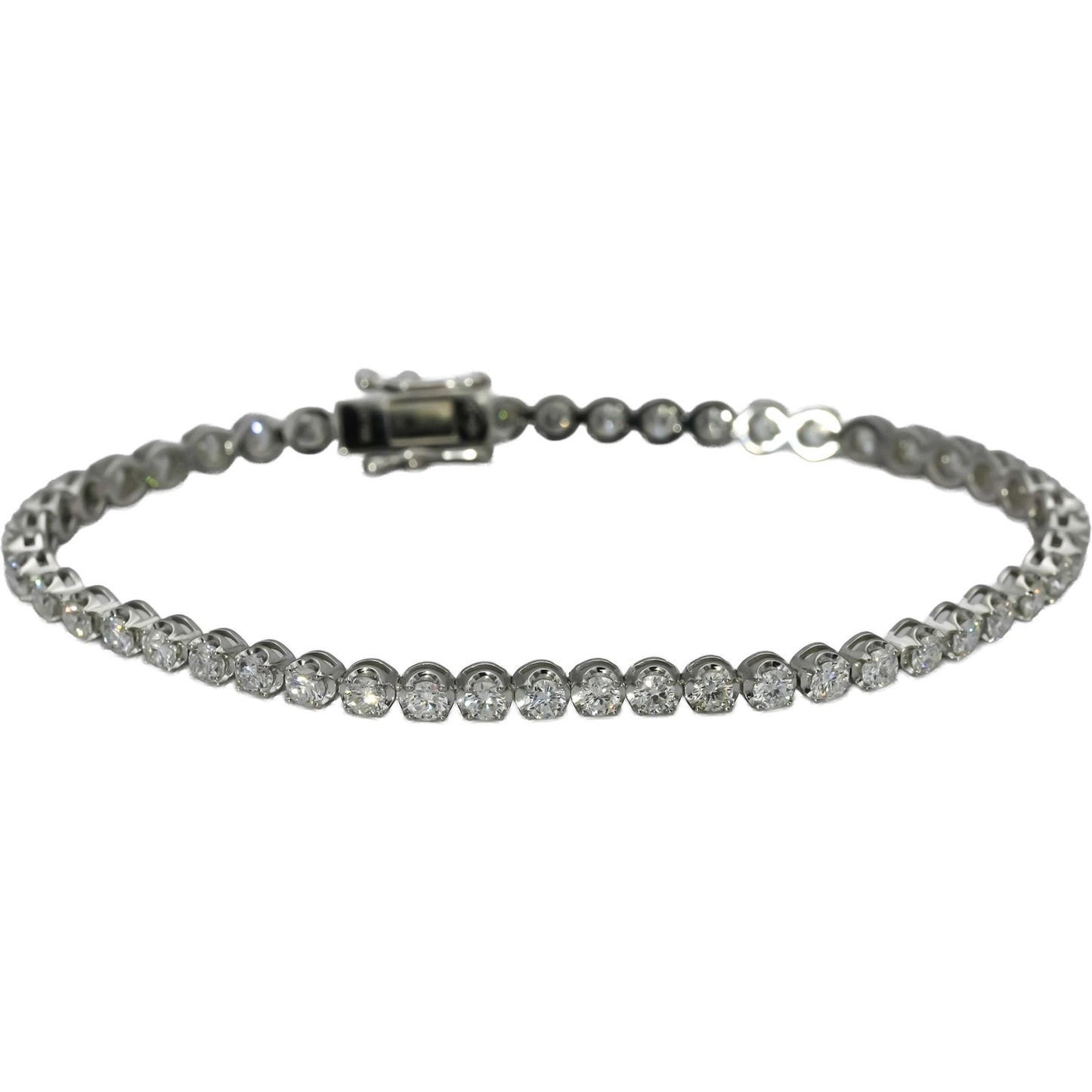 Platinum Round Natural Diamond Tennis Bracelet 3.55CT