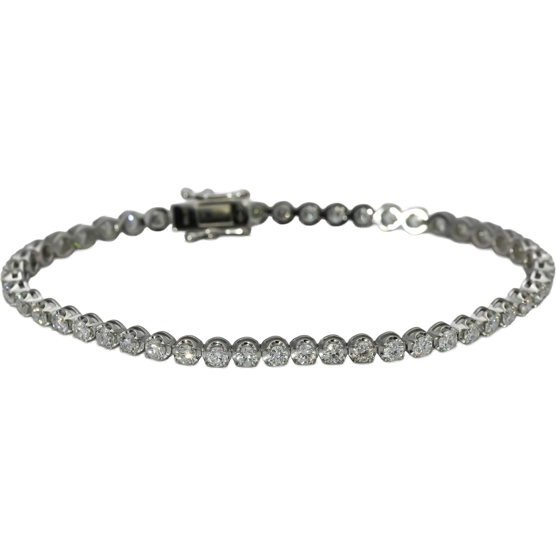 Platinum Round Natural Diamond Tennis Bracelet 3.55CT