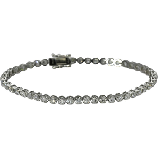 Platinum Round Natural Diamond Tennis Bracelet 3.55CT
